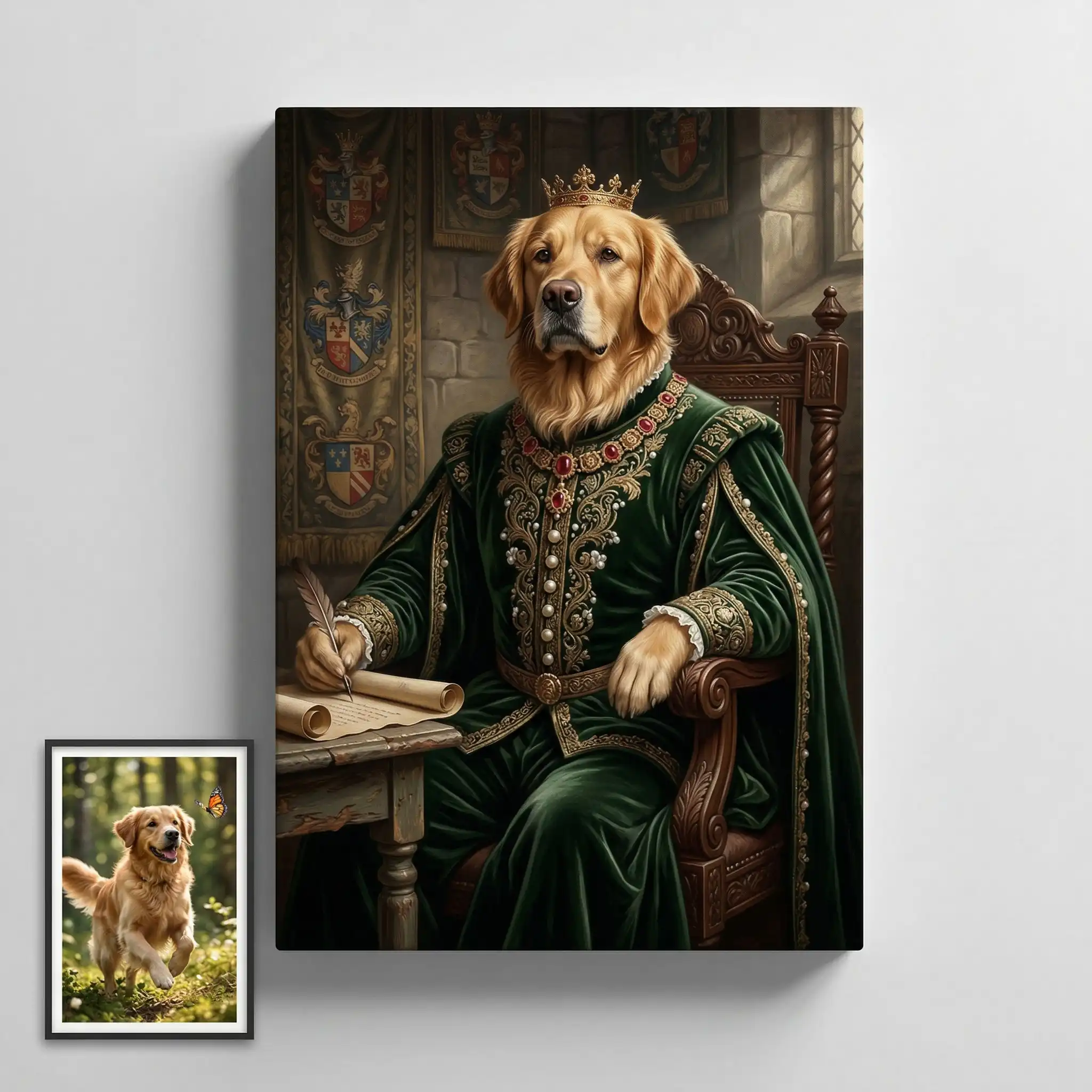 ai_gen_1774170795-2.jpg Royal Renaissance Golden Retriever Portrait - Image 1