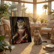 Regal Feline Renaissance Portrait - Image 2